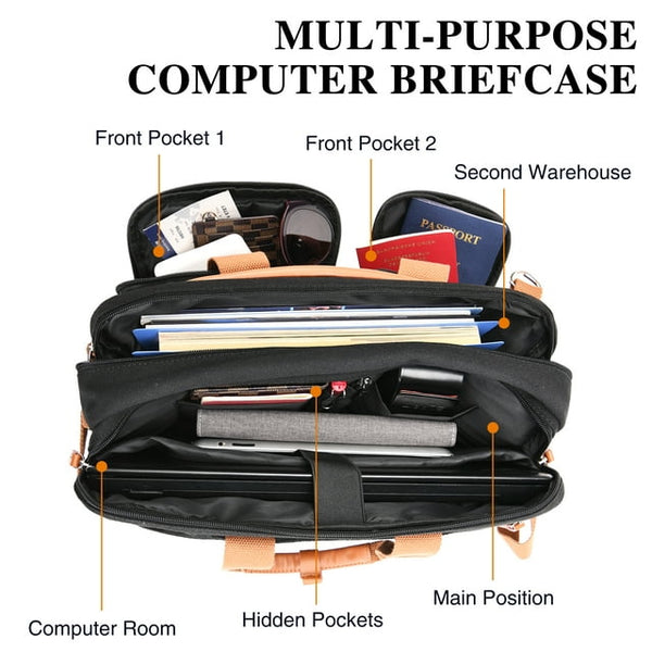 Canvas Backpack Messenger Bag for Men/Women Fits 15.6 Inch Laptop, Convertible Business Briefcases Hybrid Multi-Functional Shoulder Bag Travel Rucksack Black