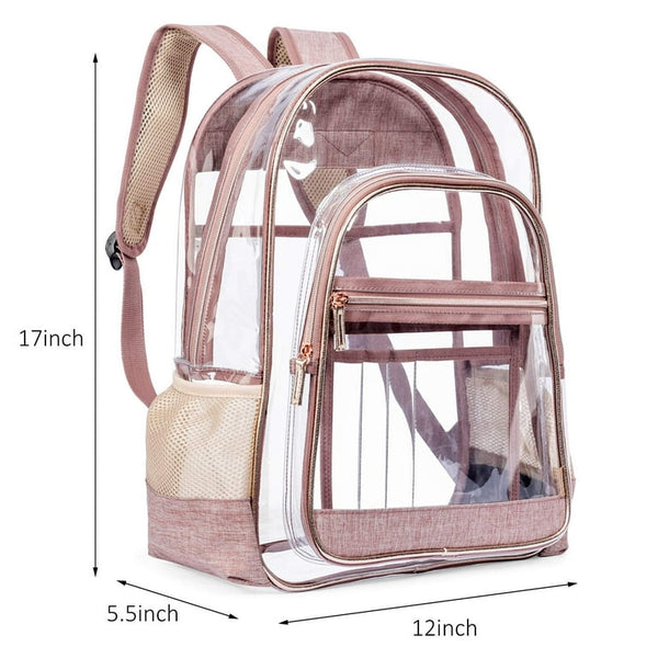 Clear Backpack Transparent Bag See-trough Beach Bag For Women (Rose Gold)