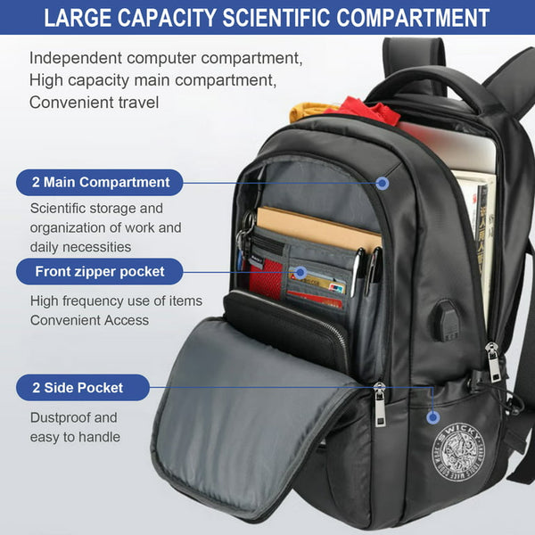 Travel Backpack for Men with USB Charging Port, Anti Theft College School Business Backpack fit 15.6 inch Laptop, Waterproof Hiking Backpack