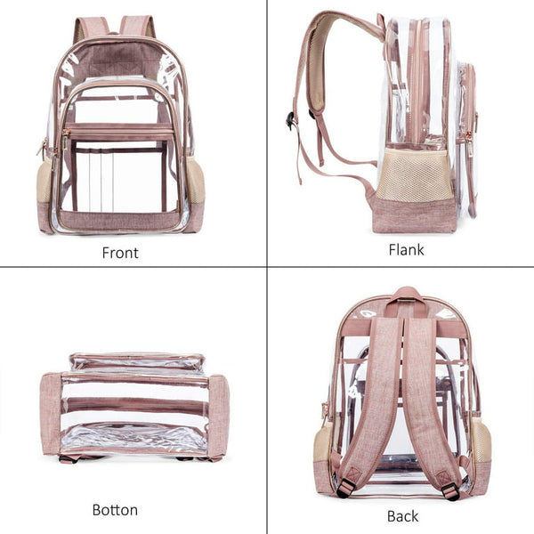 Clear Backpack Transparent Bag See-trough Beach Bag For Women (Rose Gold)