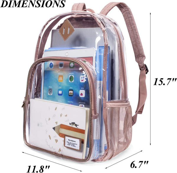 Aokur Clear School Bag Unisex Large Bookbag See Through Backpack for Women and Men Transparent Bag for College Work Security Travel Sports