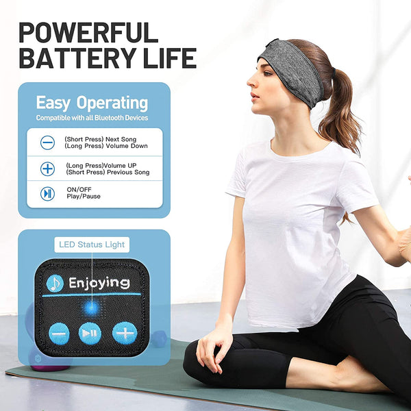 Sleep Headphones Wireless Bluetooth Sports Headphones Headband Earphones with Built-in Speakers for Sleeping, Running, Yoga