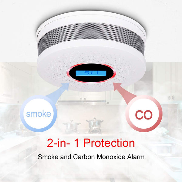 Smoke and Carbon Monoxide Detector Combo, with Sound Warning and Number Display Battery Powered