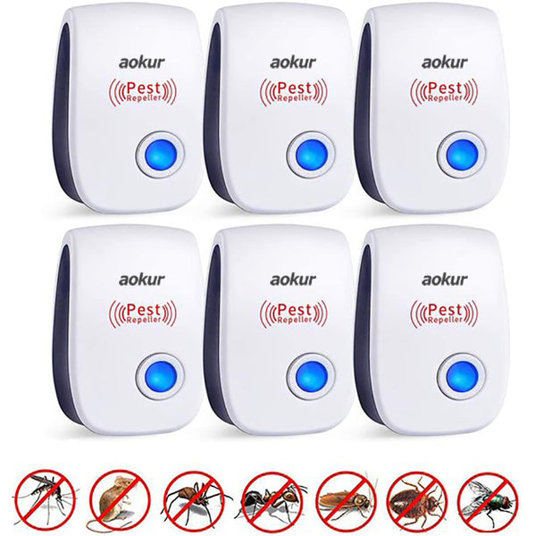Ultrasonic Pest Repeller 6 Pack Pest Repellent, Pest Control Plug in Indoor Pests for Mosquito, Insects,Cockroaches, Rats, Bug, Spider, Ant, Rodent