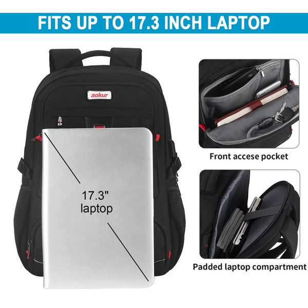 Extra Larger 50L Travel Laptop Backpack for Men, 17.3 Inch Business Computer Backpack with USB Charging Port Anti-Theft Waterproof