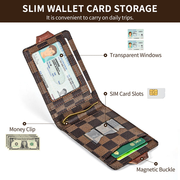 Bifold Wallets for Men and Women, RFID Blocking Credit Card Holder Magnetic Wallet with Money Clip, Slim Front Pocket Wallet with ID Window, Cute Gift