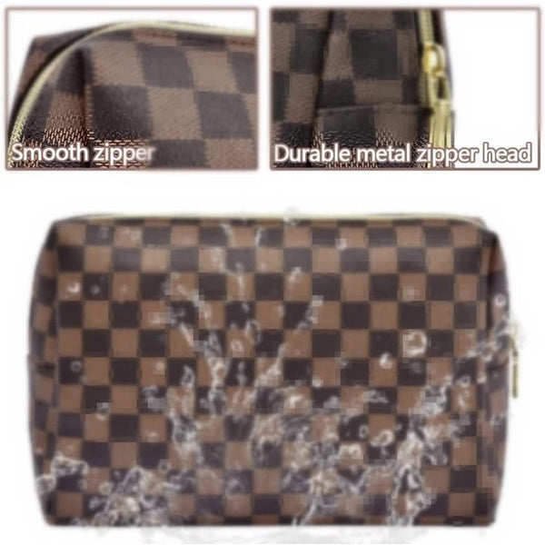 Aokur Makeup Bag Checkered Cosmetic Bag Large Travel Toiletry Organizer for Women Girls